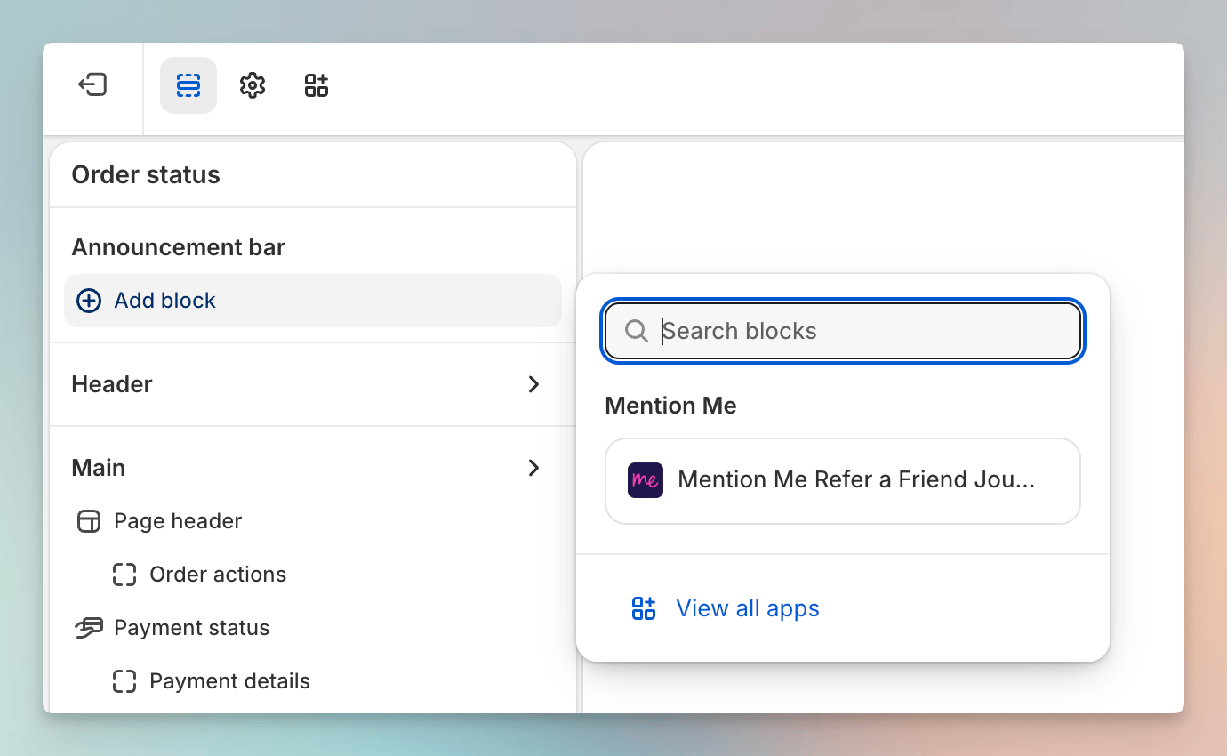 Adding Mention Me Refer a Friend Journey to Announcement bar