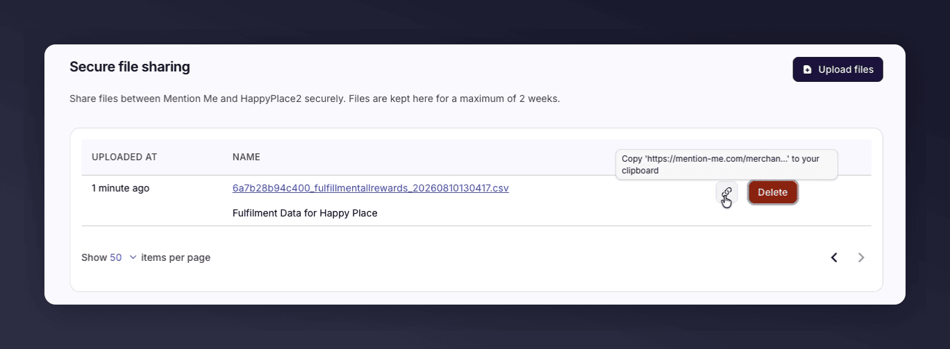 A tooltip showing the option to copy a file's link to the clipboard