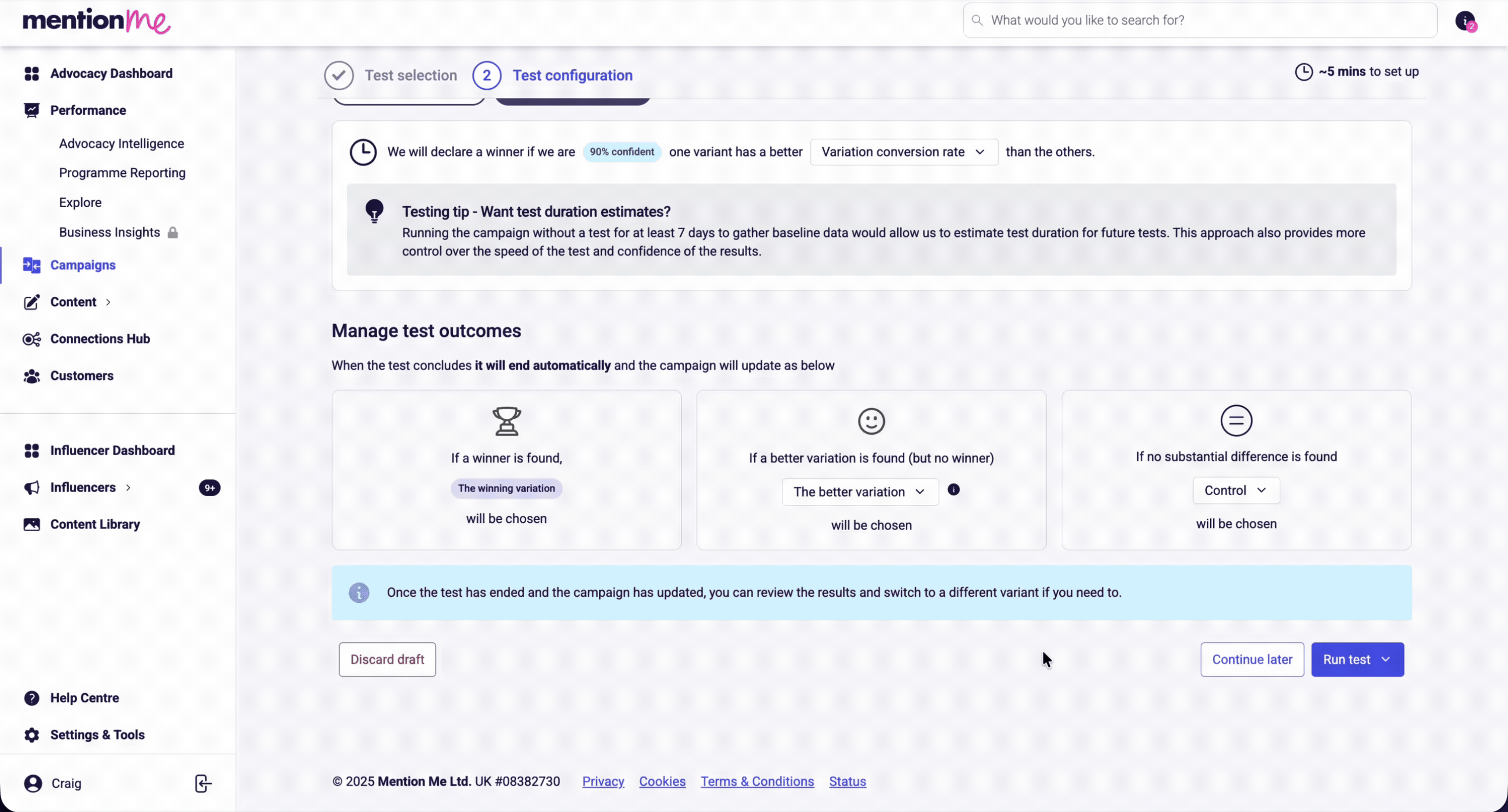 Scheduling a draft offer with date, time, and timezone selection