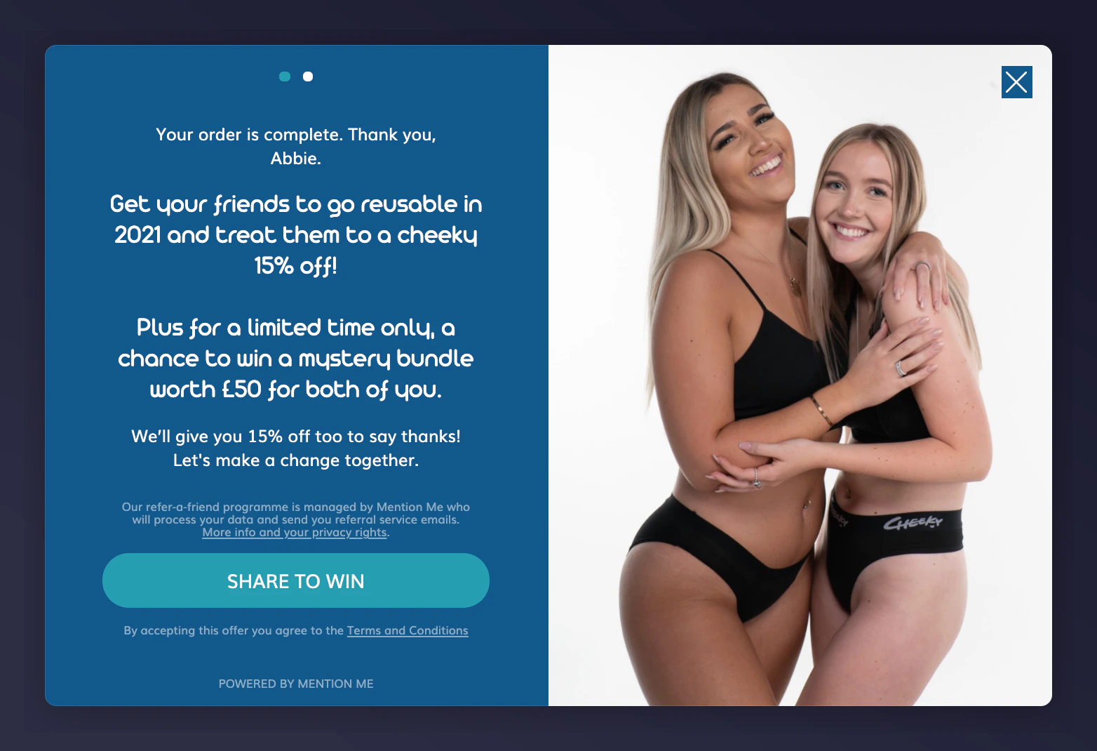 Example time-limited referral offer with mystery bundle prize