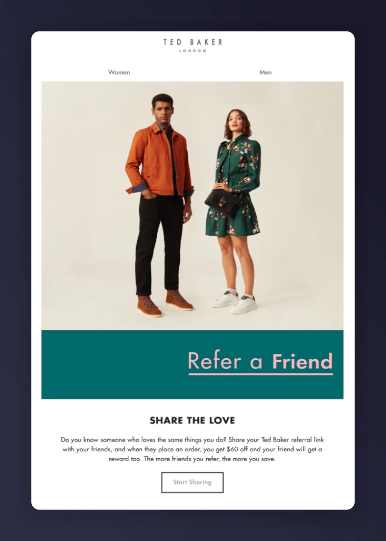 Email referral promotion example