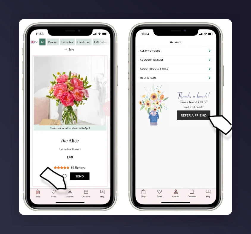 In-app referral promotion example