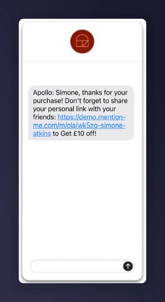 SMS referral promotion example