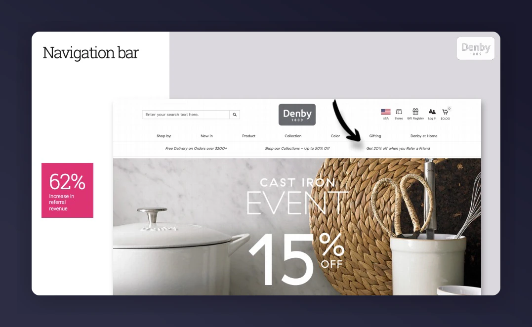 Referral programme header promotion