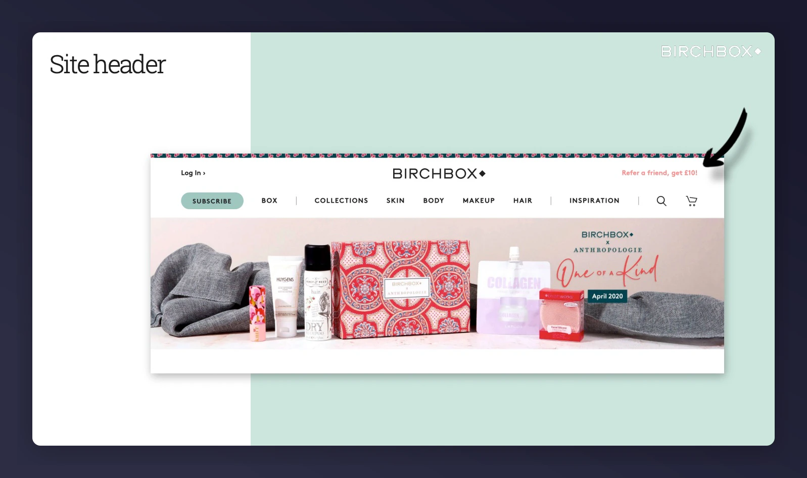 Site header referral banner example