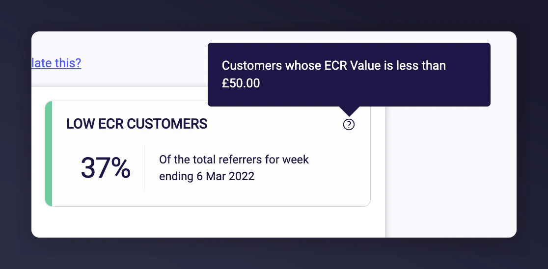 Tooltip showing ECR value on the segment tile