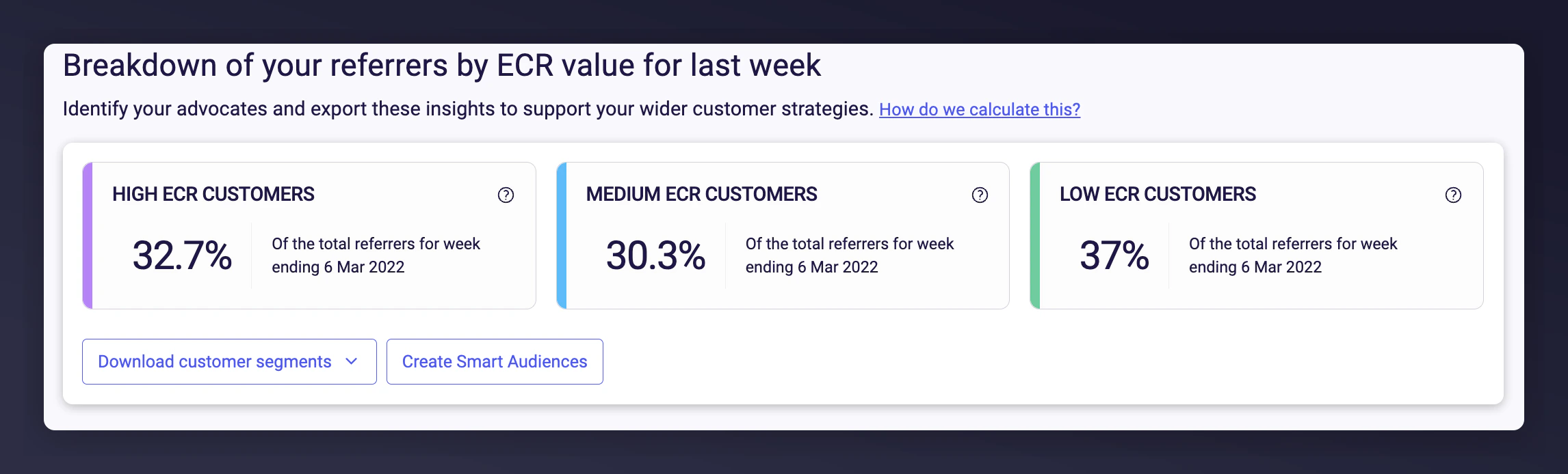 Download customer segments dropdown