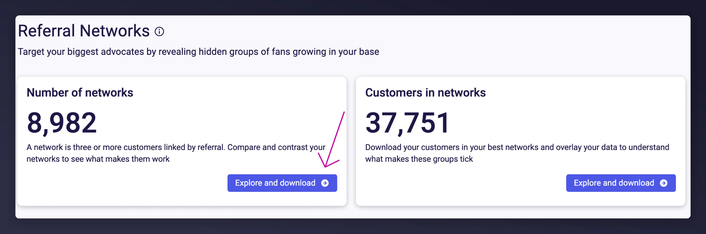Network Characteristics download button