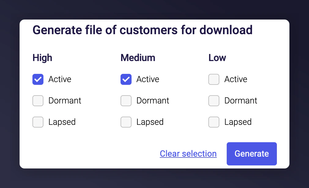 Segment selection and Generate button