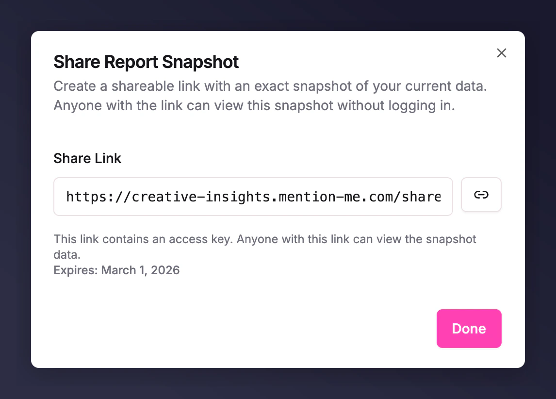 Snapshot creation dialog