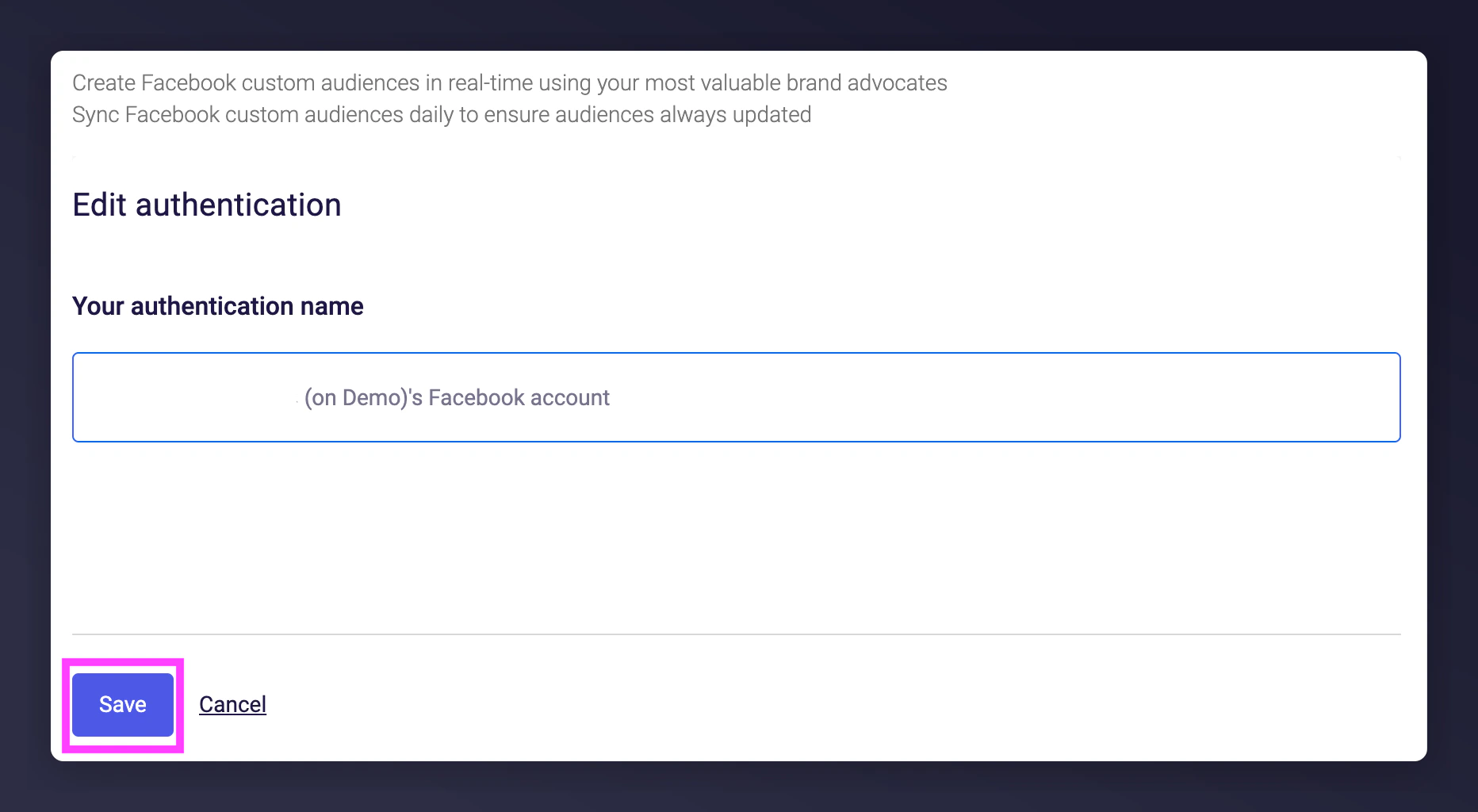 Save authentication to trigger Meta login popup