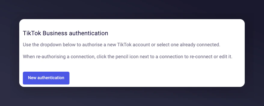 Create new authentication dialog