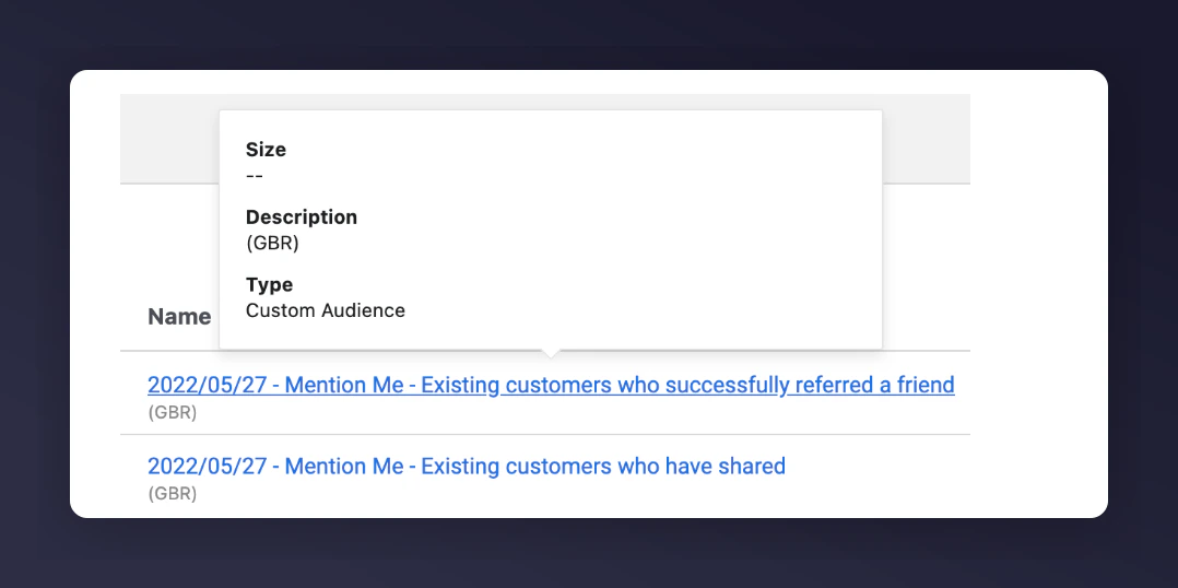 Naming the Meta audience