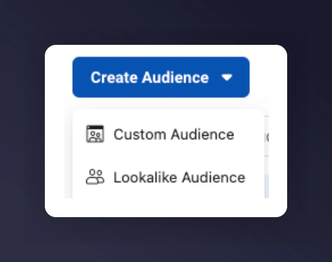 Meta Audiences page with Create Lookalike Audience option
