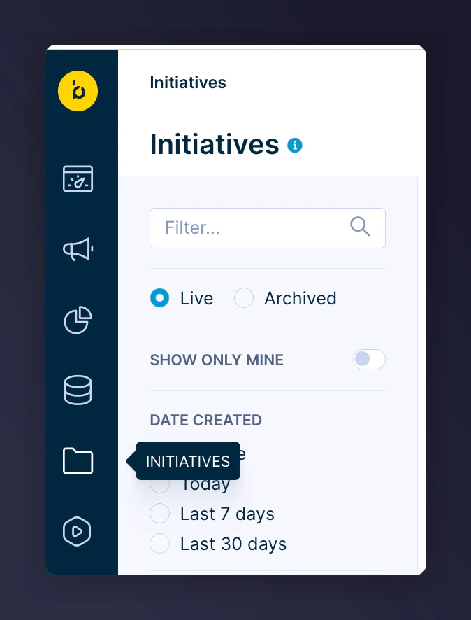 Bloomreach Initiatives navigation