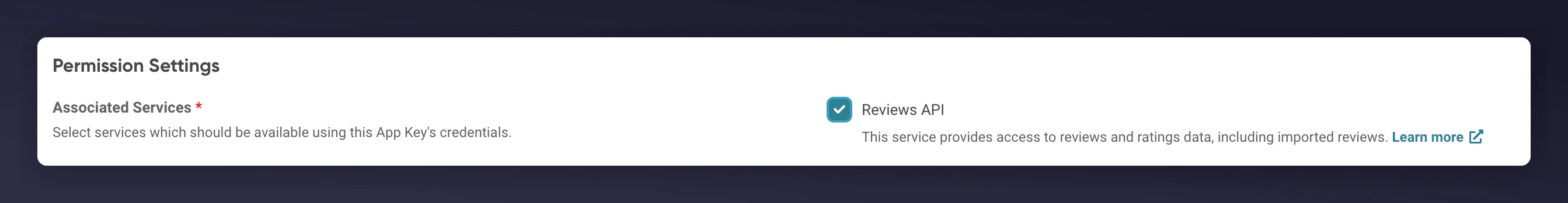 Setting Reviews API permission on the App Key