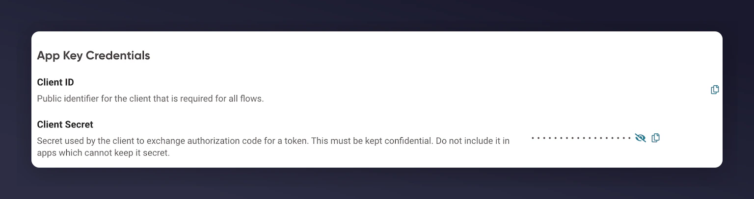Feefo App Key showing Client ID and Client Secret