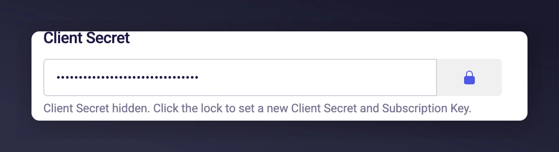 Client Secret padlock icon to update the secret