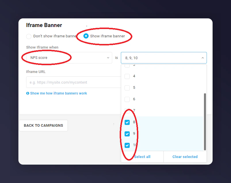 Feefo iframe banner settings with URL and rating options
