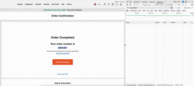 Testing the postpurchase tag in LIVE environment