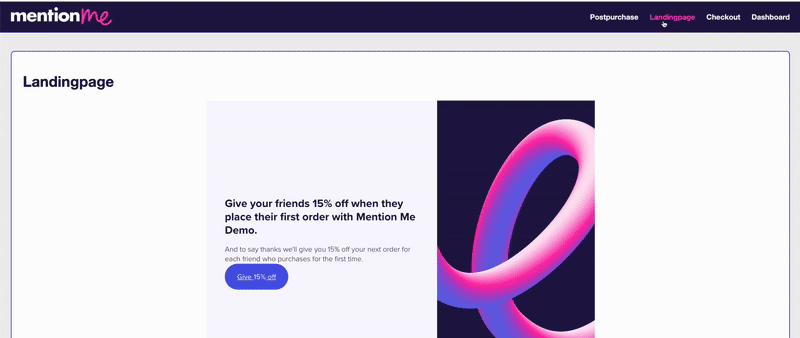Testing the referral landing page in DEMO environment