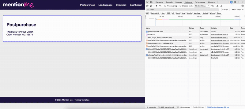 Testing the postpurchase tag in DEMO environment
