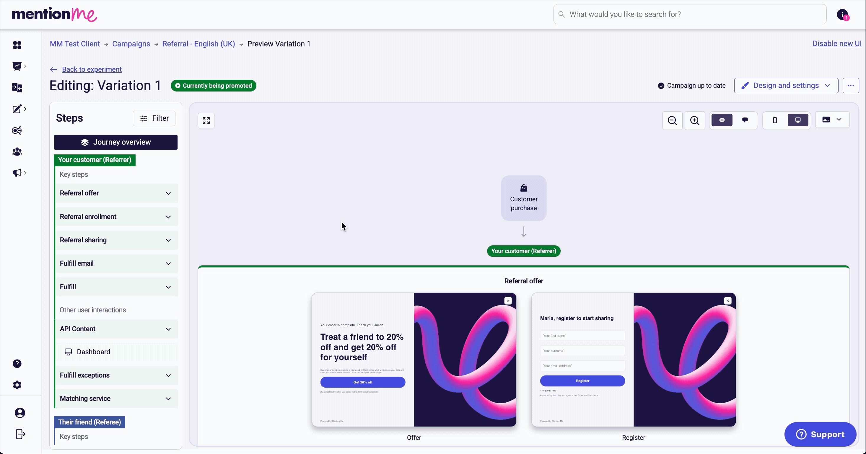 Campaign preview filters for user, scenario, and touchpoint