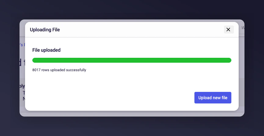 Upload processing results summary