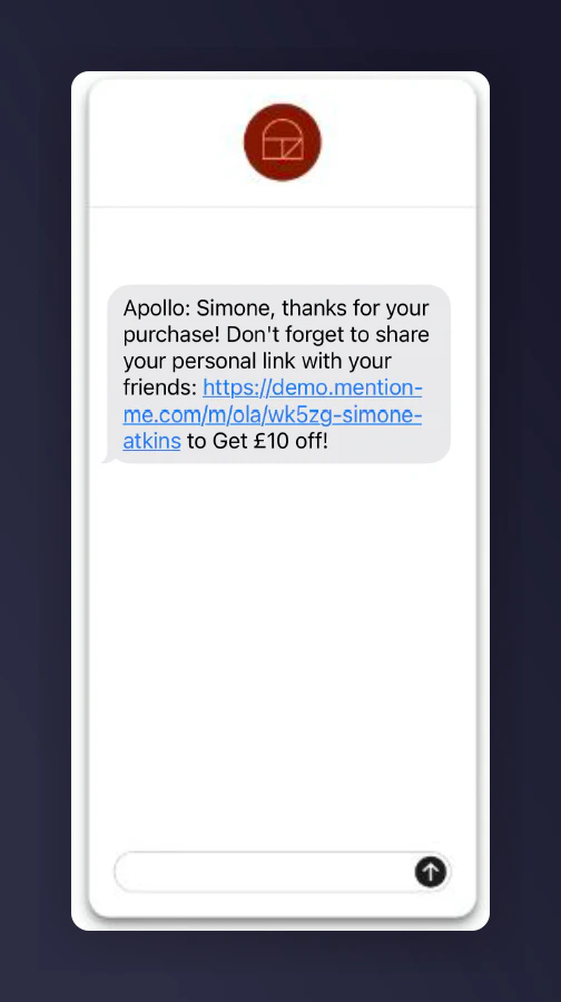 Example promote referral SMS message 2