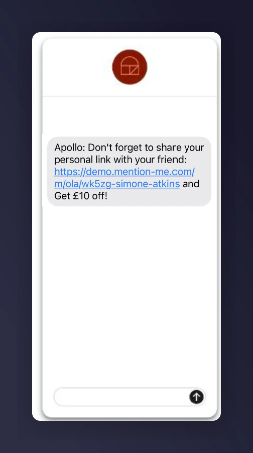 Example promote referral SMS message 3