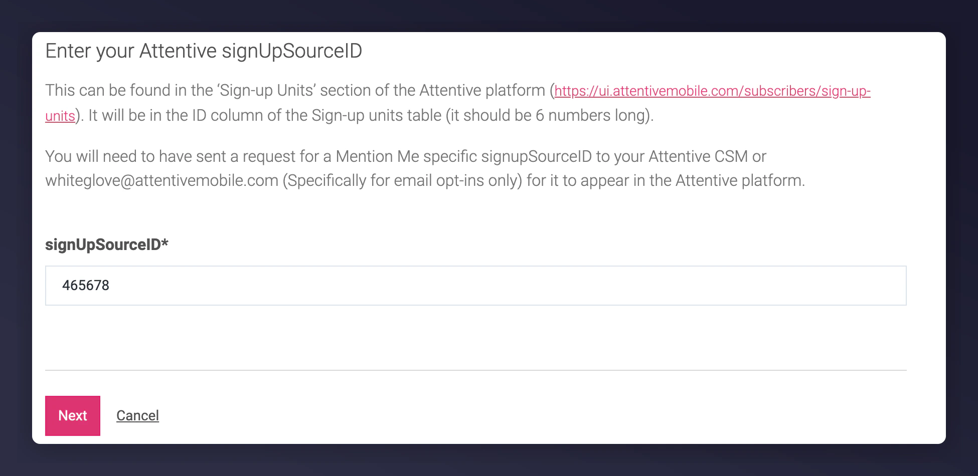 Entering signUpSourceId for Attentive