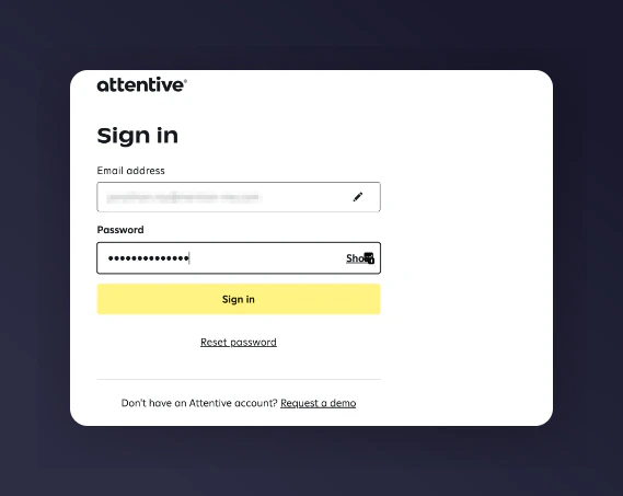 Creating new authentication for Attentive