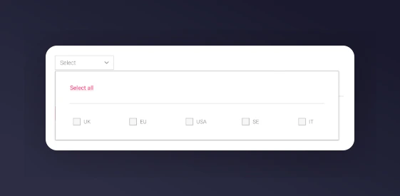 Selecting countries to sync with Attentive