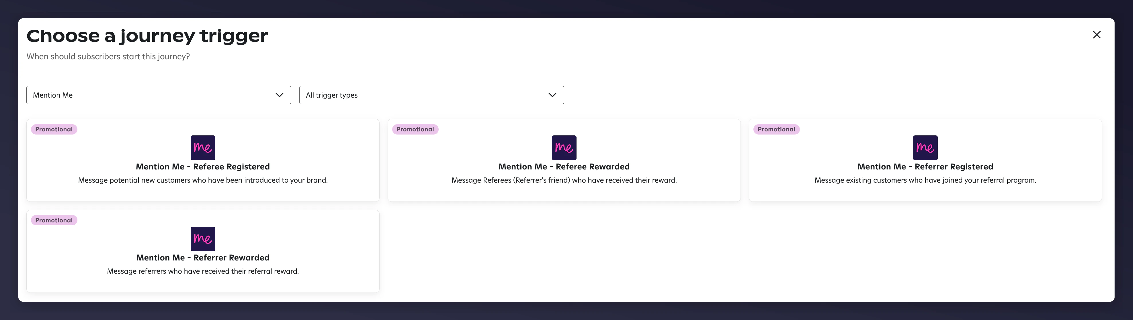 Custom events list in Attentive