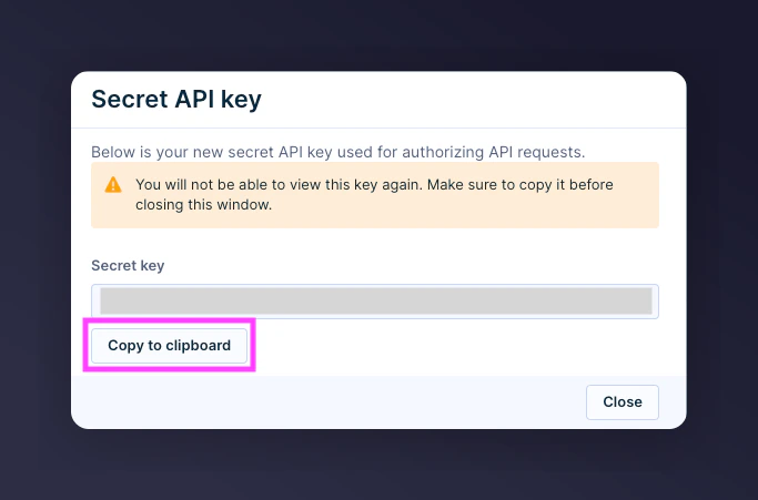 Copying API Secret from Bloomreach