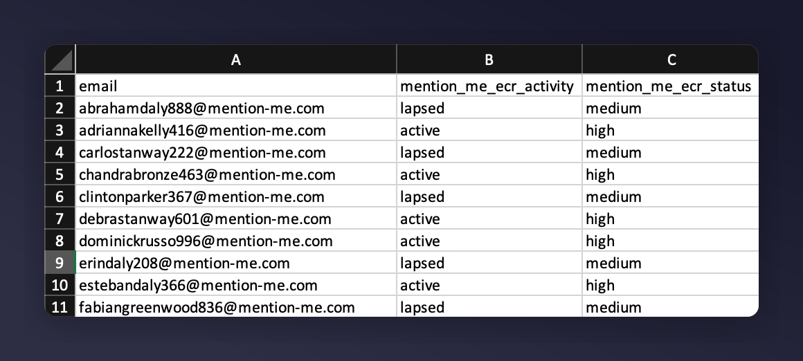 Formatted CSV column layout for Bloomreach import