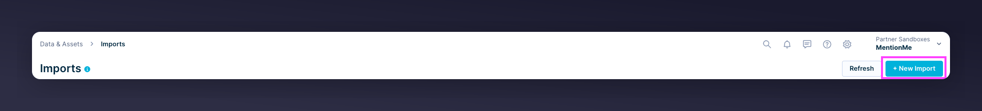 Bloomreach Imports New Import navigation