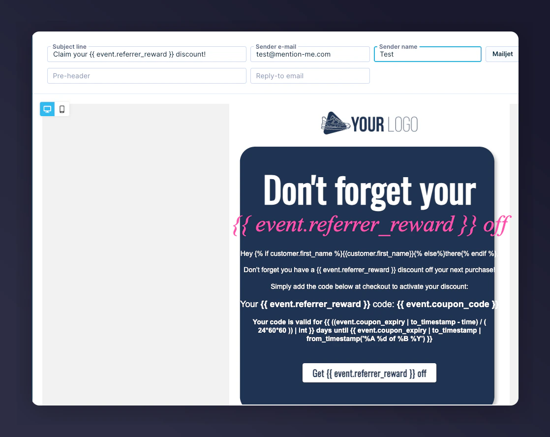 Referrer coupon reminder email 1 preview