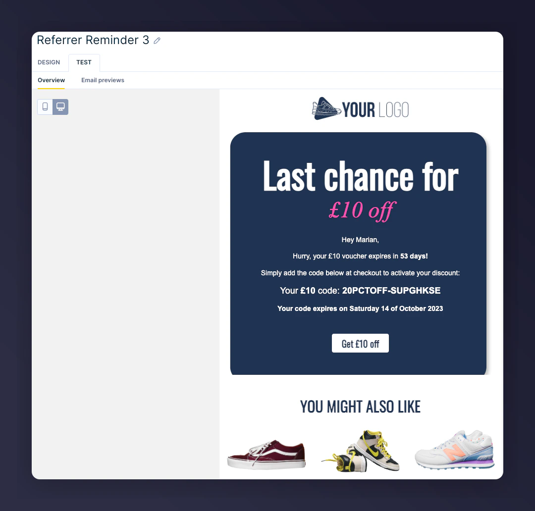 Referrer reminder preview 2 with live data