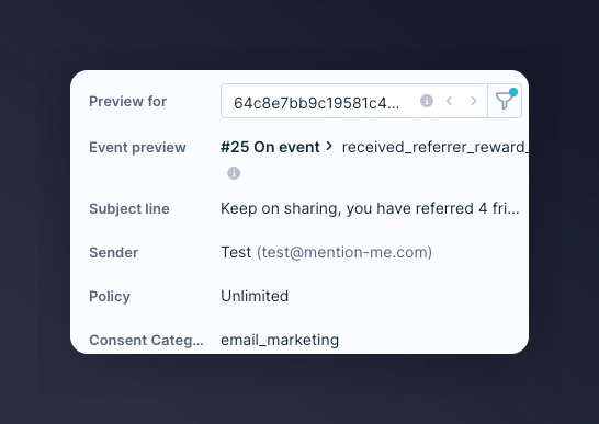 Selecting test contact for email preview