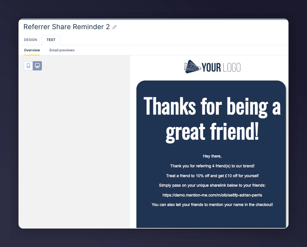 Previewed share again email 2 with live data