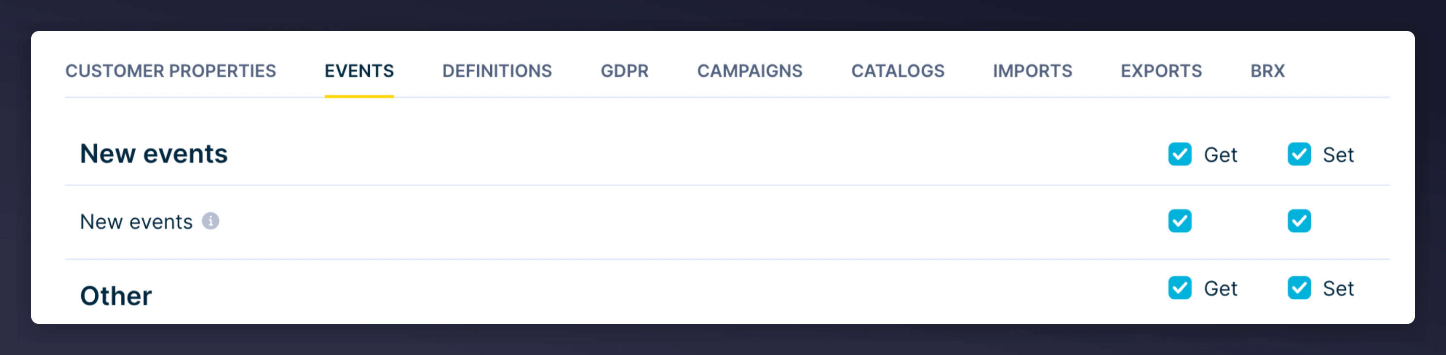 Events permissions configuration part 1