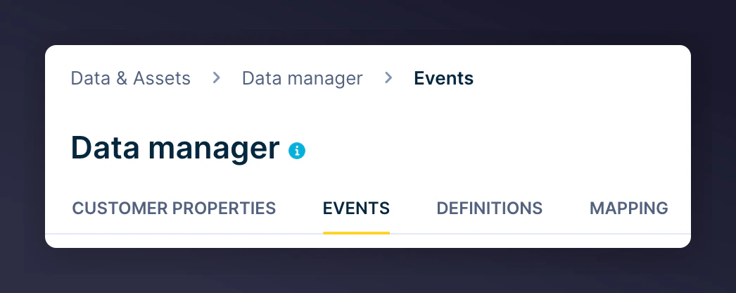 Bloomreach Data Manager Events navigation