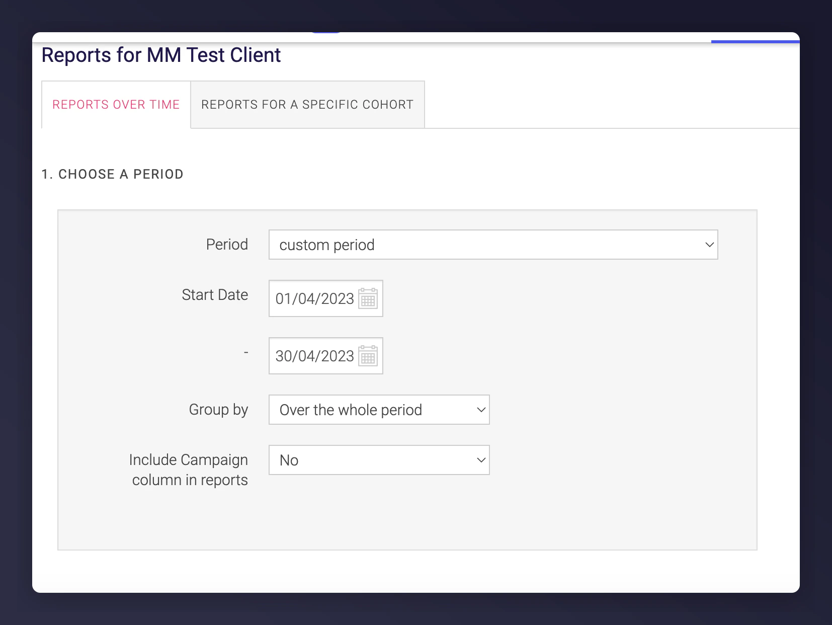 Date range selector