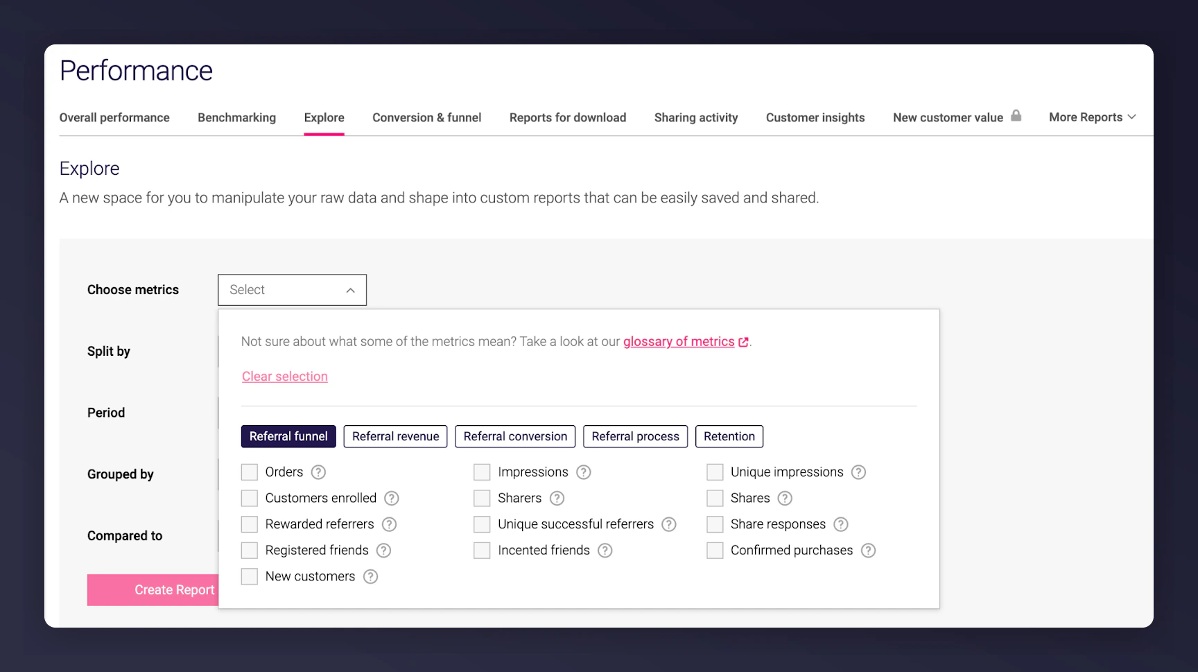 Explore interface