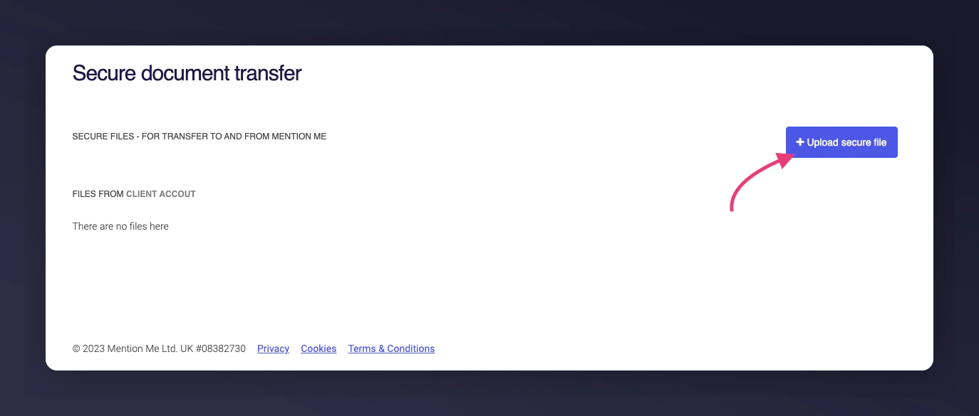 Upload secure file button