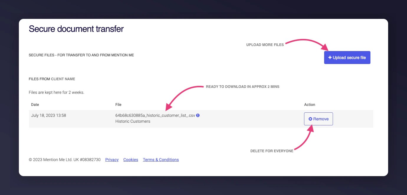 File processing status after upload
