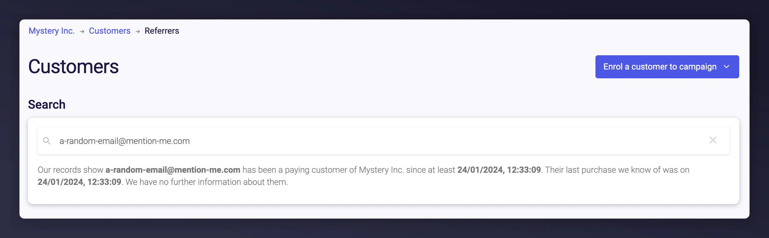 Hashed customer record in the platform
