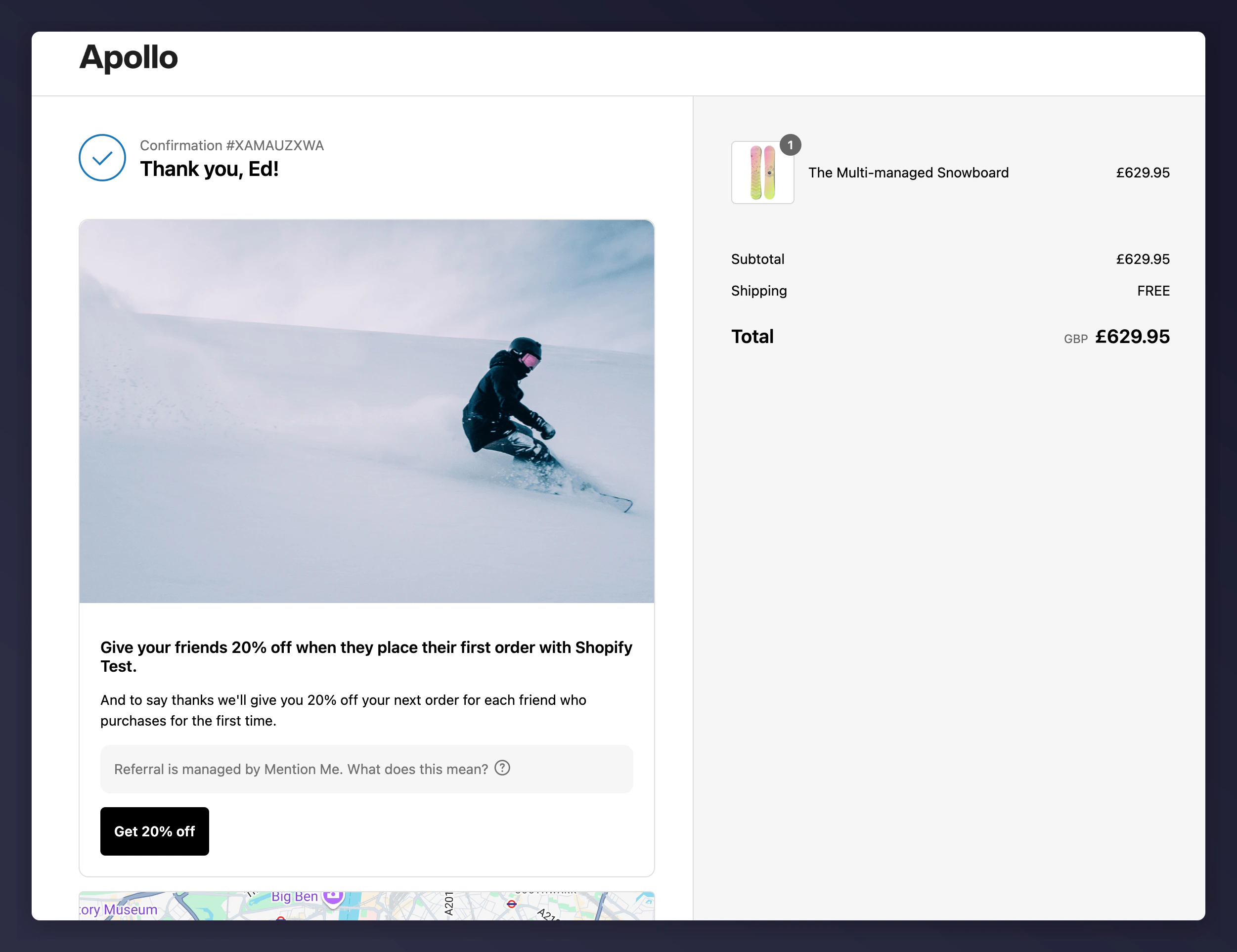 Referrer journey image on Thank You page