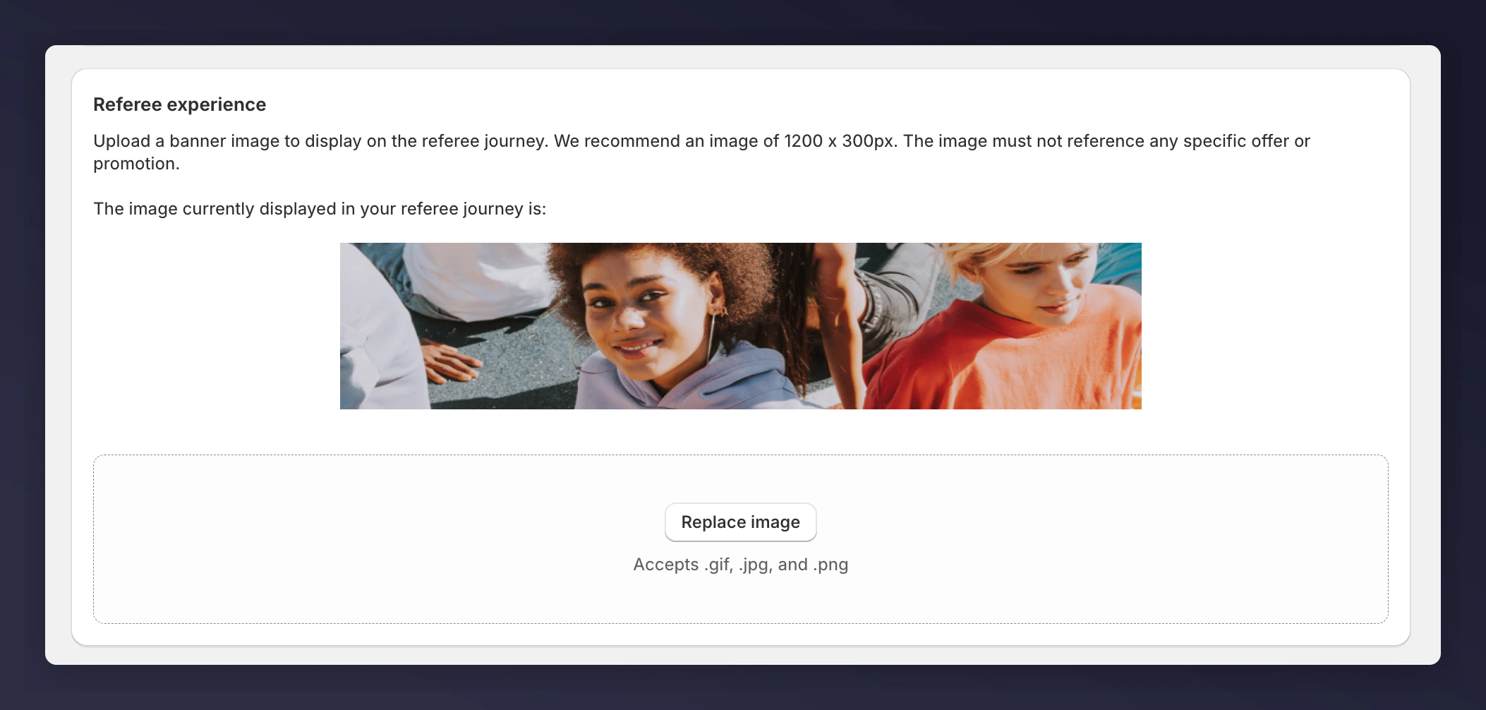 Referee Experience section with image upload
